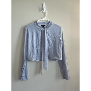 Velvet Long Sleeve Front Tie Forever 21 Cardigan Light Blue